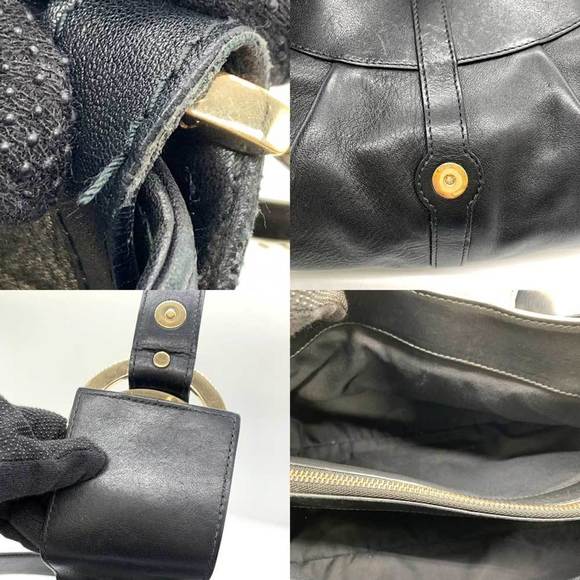 BVLGARI Bag Chandra Shoulder Black Double Ring Horizontal Ladies Leather - Picture 7 of 10